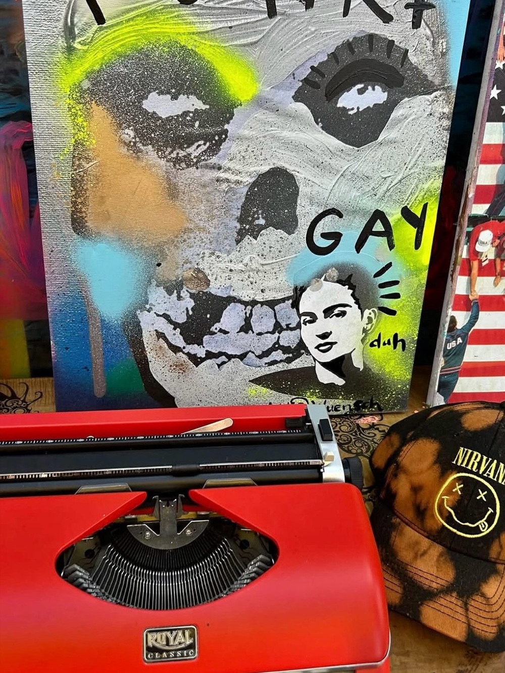 Punk + Gay Frida Khalo Graffiti art on Canvas